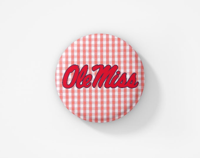 Ole Miss Gingham button