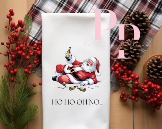 ho ho oh no funny christmas tea towel