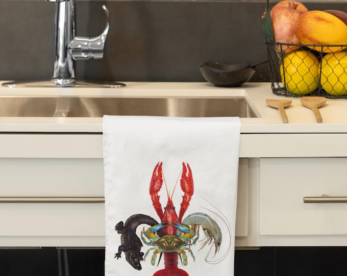Louisiana Seafood Fleur De Lis towel