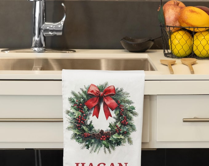 Customized Christmas Wreath Towel