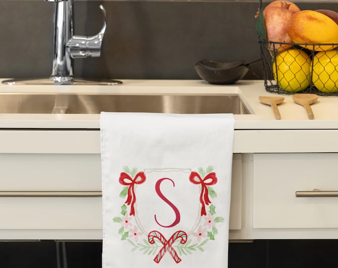 Christmas candy cane crest towel