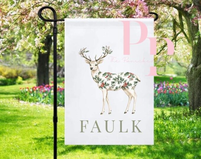 Fancy Reindeer sublimated Garden flag