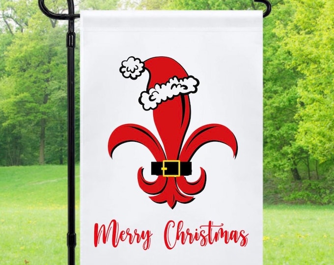 Merry Christmas Santa Fleur De Lis Flag