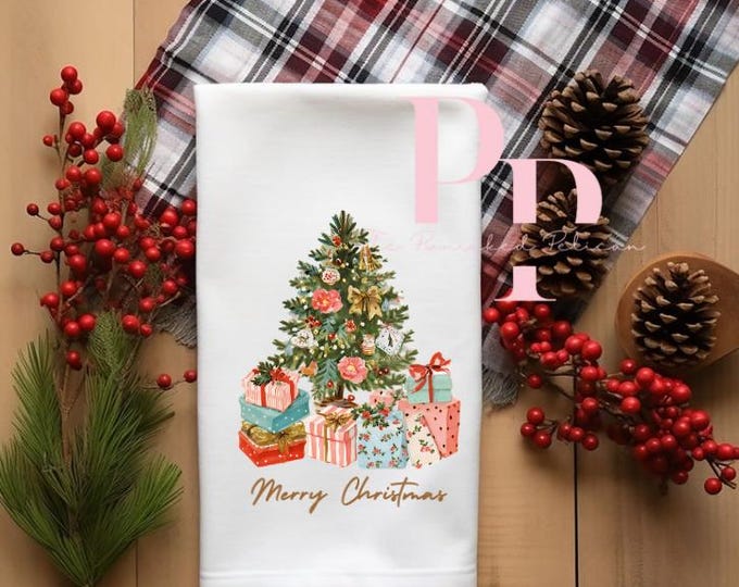 Vintage Retro Christmas tree towel