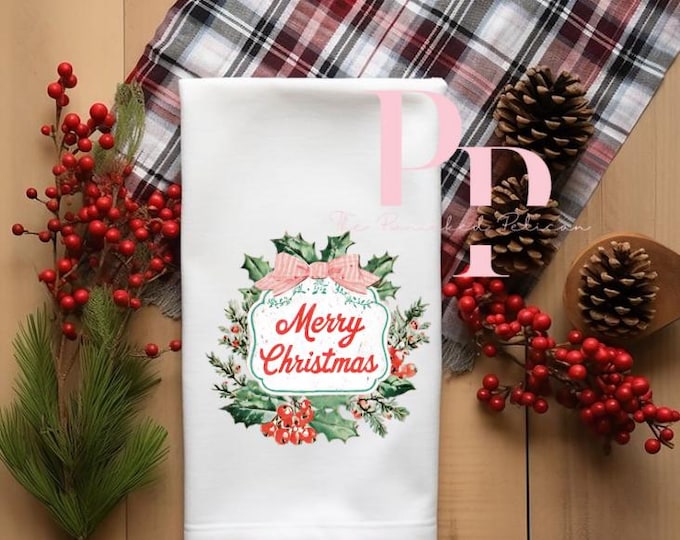 Vintage retro merry christmas towel