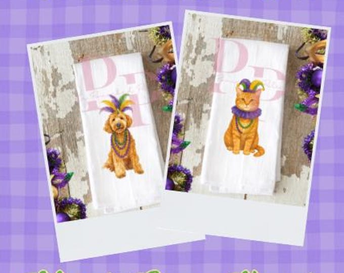 Customizable Mardi gras pet decorative towel