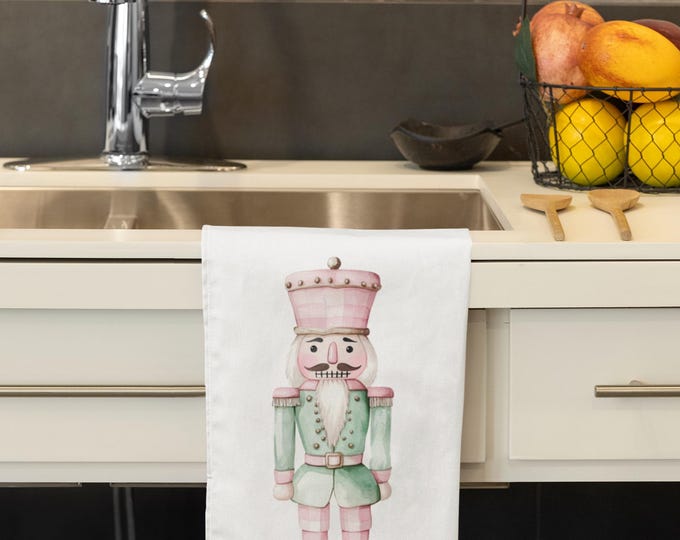 Coquette Pink & green Christmas towel customizable sublimated