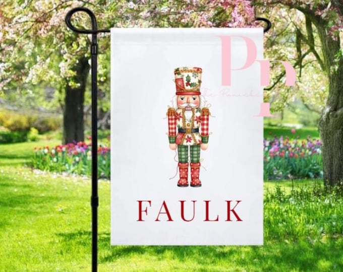 Patchwork nutcracker garden flag