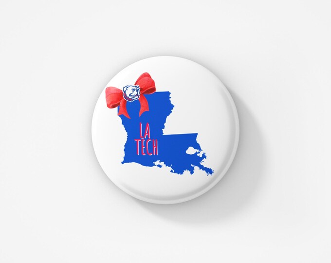 LA TECH button with Bow