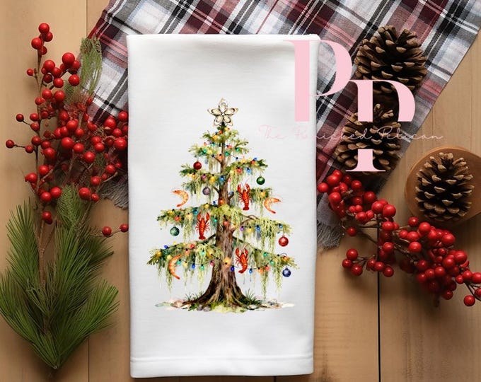 Cajun Christmas Tree tea towel
