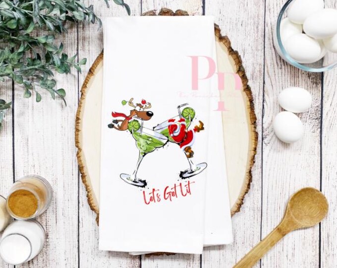 Let's get little funny christmas tea towel