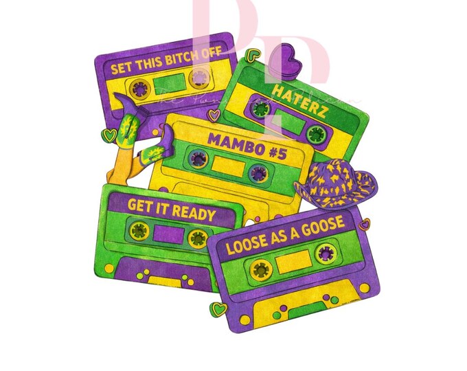 Mardi Gras Music Tapes Png sublimation design