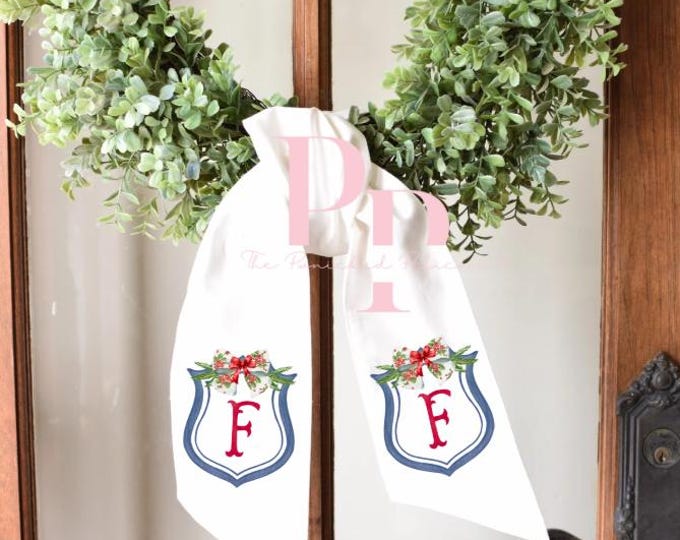 Sublimated Navy vintage wreath sash