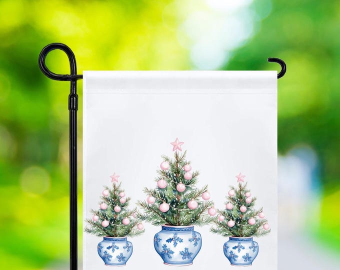 Chinisorie triple Christmas tree garden flag sublimated