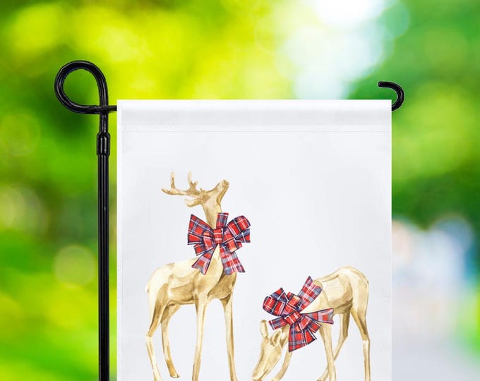 Reindeer red Antique Christmas Flag sublimated