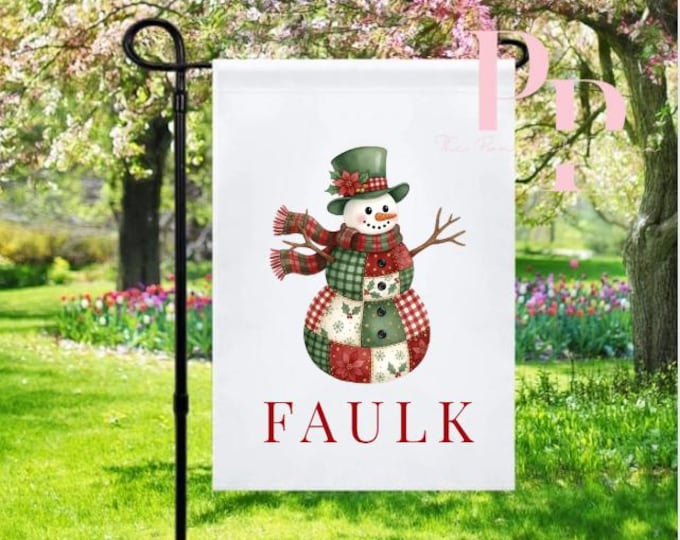 Patchwork christmas snowman garden flag