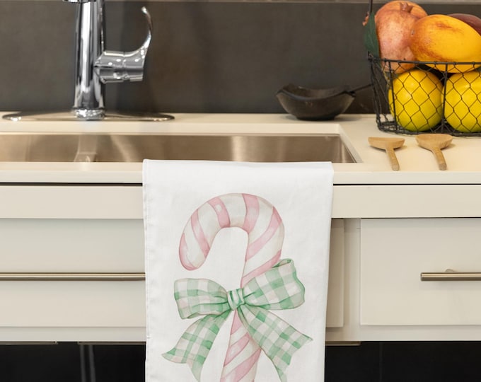 Coquette Pink & green candy cane towel
