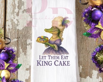 Let them eat king cake mardi gras decorative towel
