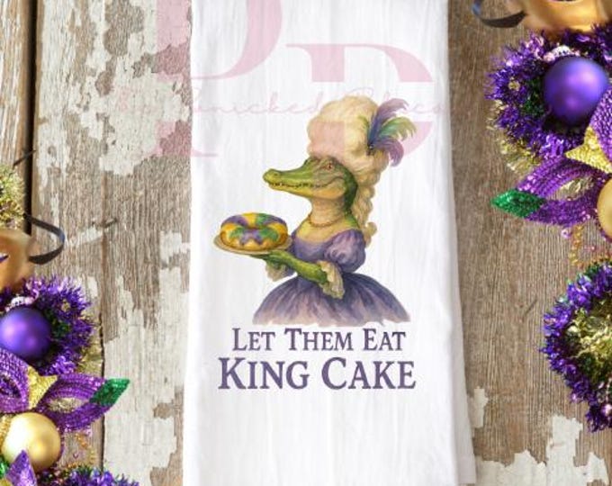 Let them eat king cake mardi gras decorative towel