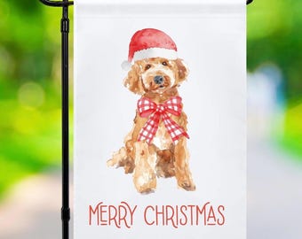 Golden Doodle Christmas Garden Flag