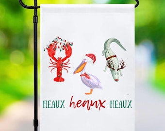 Cajun themed Christmas Flag Heaux Heaux Heaux