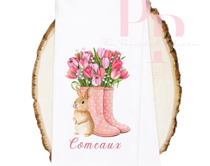Customizable Easter/ spring tea towel