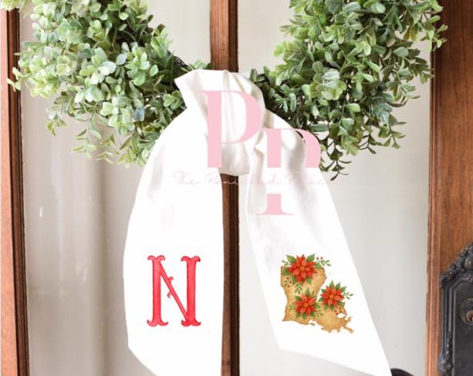 Sublimated louisiana christmas wreath sash