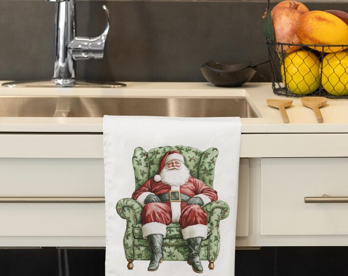 Sitting Santa Vintage Towel Customizable