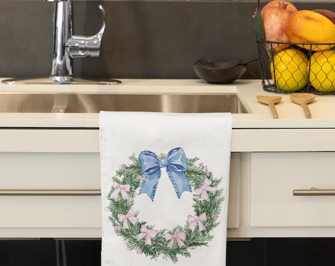 Elegant Christmas Wreath Towel customizable