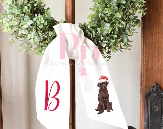 Sublimated Chocolate lab wreath sash