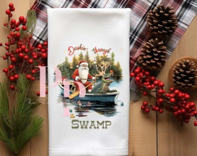 Dashin through the swamp decorative towel