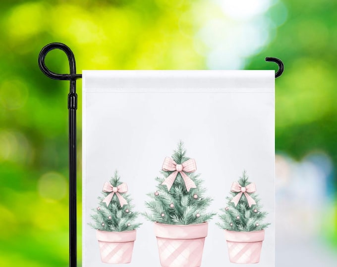 Pink coquette Christmas garden flag