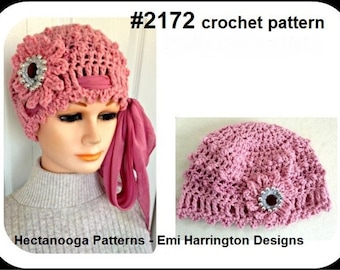 Easy CROCHET HAT PATTERN, Pretty Chemo Hat, Beanie Touque, Adult size, #2172, hat crochet pattern, crochet patterns