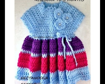 PATRON facile de robe de bébé au CROCHET, robe de fille, modèles pour enfants, bébés, nouveau-nés - 3 mois, # 2571 MARINGA robe de bébé