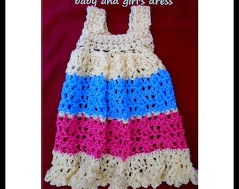 CROCHET PATTERN, Baby Dress, Girls Dress  newborn to 12 yrs  - # 848 AERIN , jumper or sundress girl's dress, crochet patterns for kids