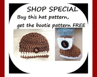 FREE crochet PATTERN - crochet patterns free, buy this hat pattern, get the booties pattern FREE. 2091
