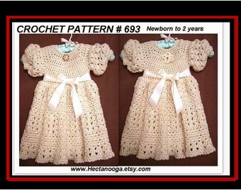 Crochet Dress Pattern, Girls Fancy Dress - Baby Dress - Children's clothing, Easy pattern, Crochet for Baby, toddler #693