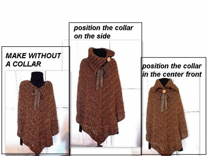 Easy Poncho Cape, Crochet PATTERNs, shawl, shrug, 735 Make it any length, All women's sizes: s, m, l, xl, 2x., 3xl, 4xl image 3