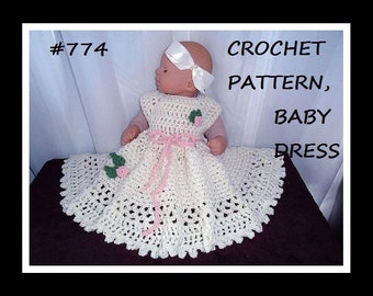 Easy CROCHET PATTERN baby, Baby Girl Dress, crochet baby dress, kids and babies, girl child, toddler, RoseBud Dress - Crochet Pattern #774