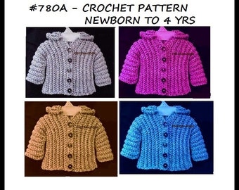 Crochet Pattern, Baby Sweater, Crochet pattern for kids, baby, child, Newborn, toddler, Comfort Sweater #780-A, Crochet Boy's sweater, girl