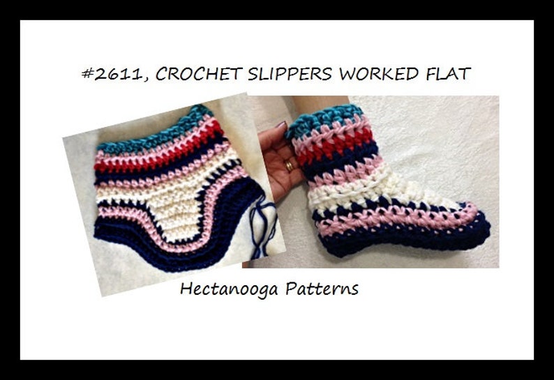 Crochet Slippers Pattern, Flat worked slippers, crochet for women, men, teens, adults, kids, video demo available, chunky crochet 2611 image 1