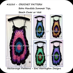 CROCHET PATTERN, Boho Summer Tank Top or Vest, or beach cover-up, Sizes XS to Xxl (women and teens), Sweaters and tops, #2235yt