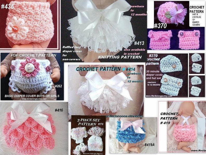 Baby CROCHET PATTERNs Diaper Cover , 416, Crocodile Stitch, tushie cover, nappy cover... newborn to 12 months image 5