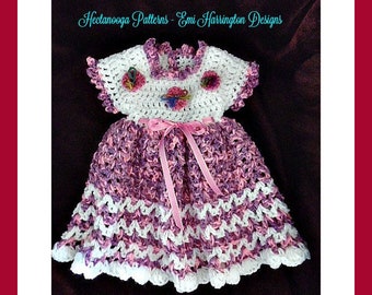 Baby Dress Crochet Pattern, crochet for kids, babies - Newborn to 6 yrs,  children's clothing,  #963, FREE video tutorial newborn to 3 mths