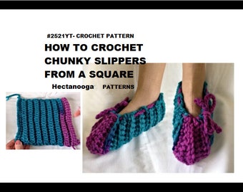 Easy crochet slippers pattern, pdf instant download, all sizes, slippers from a square, slippers for kids, teens, men, women, adults,#2521yt