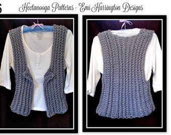 Crochet Vest PATTERN, women & Teen vest, crochet clothing, Grey Vest # 996, Adult s - plus size, crochet pattern, Easy sideways pattern