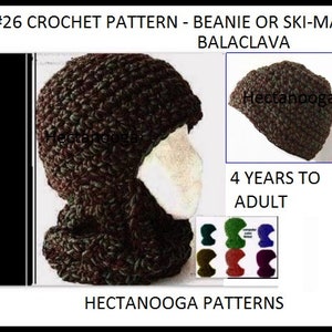 Easy Crochet PATTERN,  Hat, Women, men, unisex, ski mask, #26 BALACLAVA,   adult, teen and youth. instant digital download  Chunky Style....