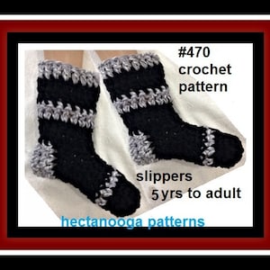 Easy crochet pattern, slippers, 470,  boot style, toddler, children, teens, adults, women, men, boys, accessories, clothing,