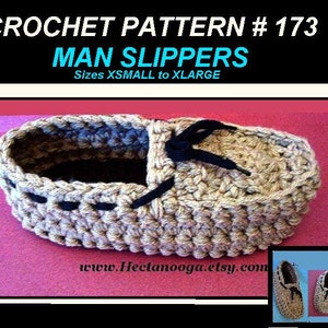 Men's moccasin slippers\ CROCHET PATTERN\  Xsmall to Xlarge\ 10 inch to 13 inch foot\ Christmas gift idea\# 173 instant download