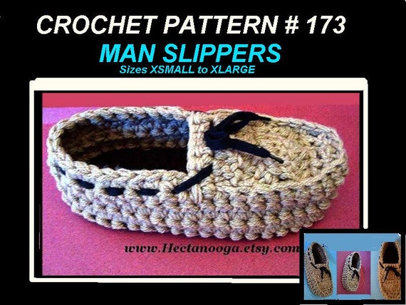 Men's moccasin slippers\ CROCHET PATTERN\  Xsmall to Xlarge\ 10 inch to 13 inch foot\ Christmas gift idea\# 173 instant download